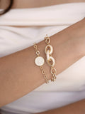 Mixed Crystal Disc Link Chain Bracelet Set