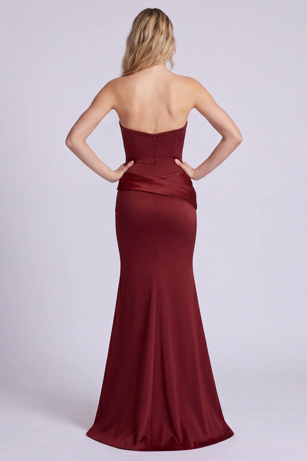 Burgundy Strapless Mermaid Formal Dress