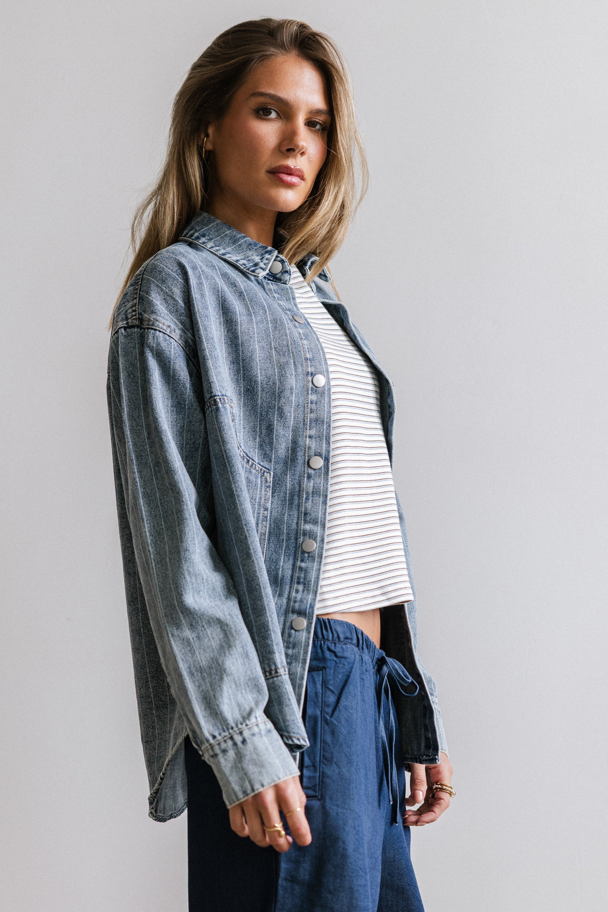 Kandy Striped Denim Shacket