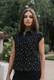 Marina Floral Button Up in Black