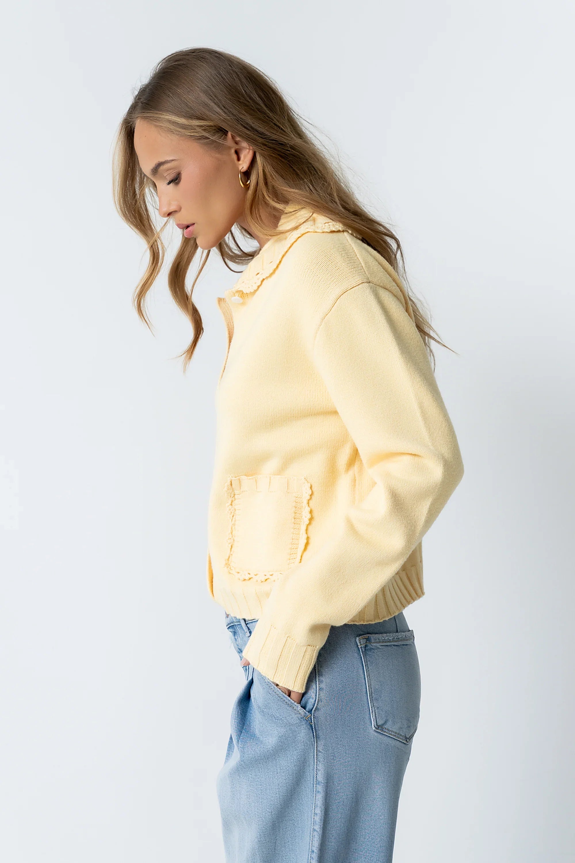 Tacie Knit Cardigan in Butter Yellow