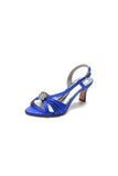 Crystal Open Toe Slingback Chunky Heels