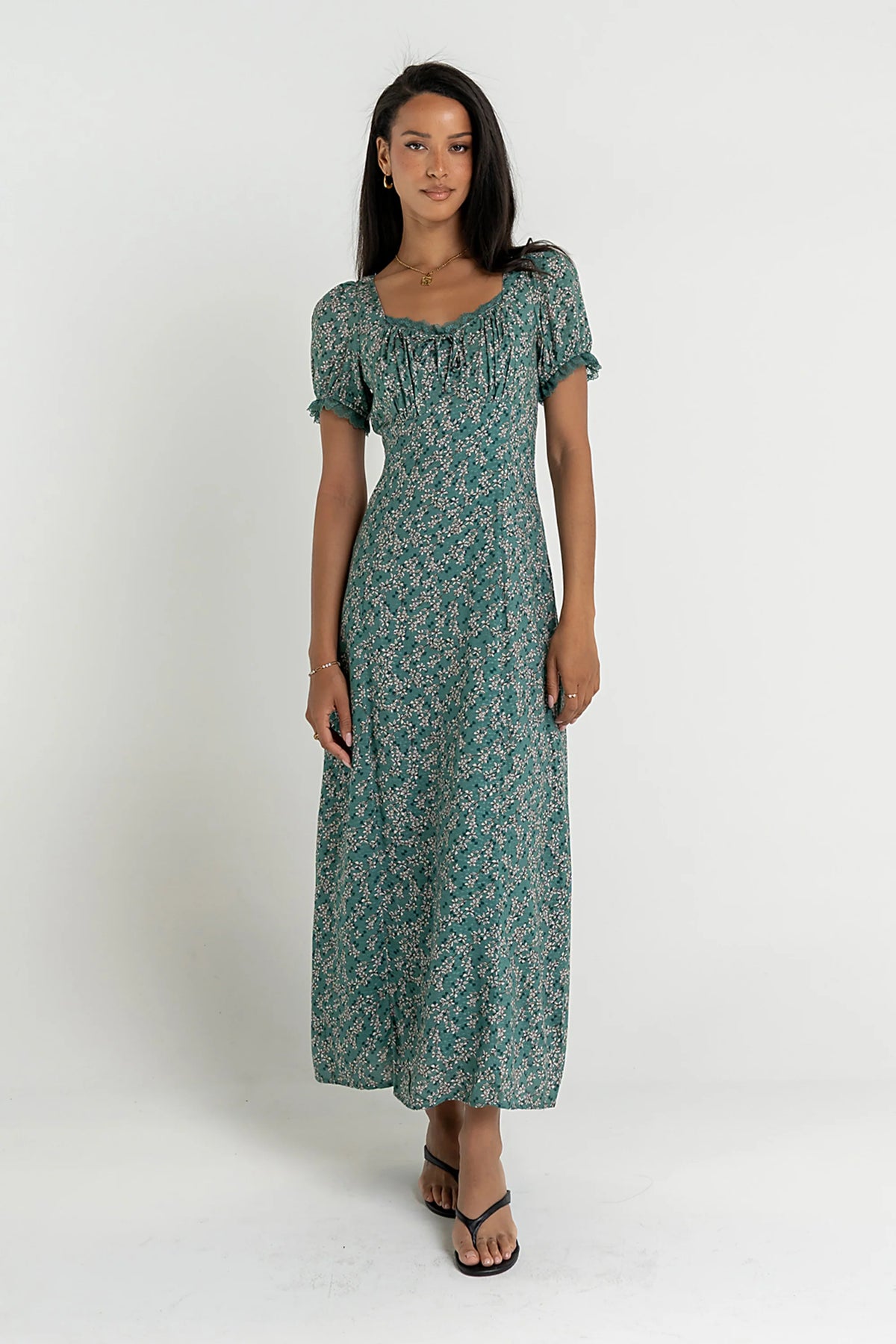 Camden Floral Maxi Dress in Green