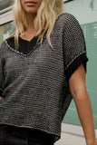 Saige Contrast Sweater in Black FINAL SALE
