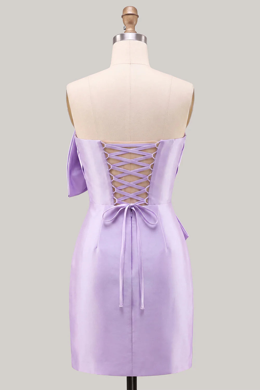 Lilac Strapless Bodycon Short Homecoming Dress with Bow