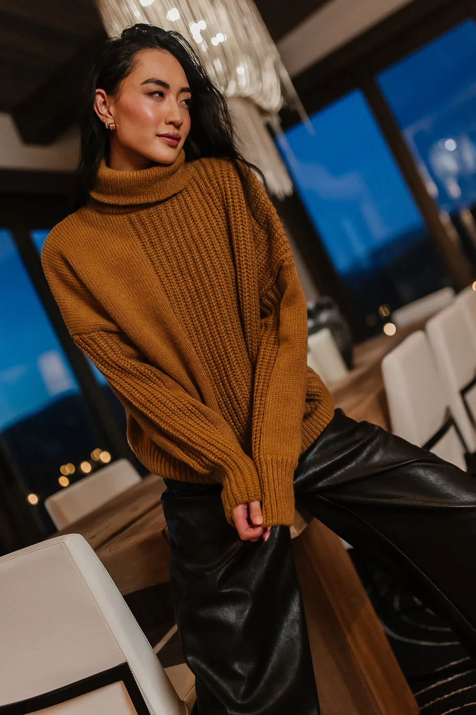 Catherine Turtleneck Sweater in Brown FINAL SALE