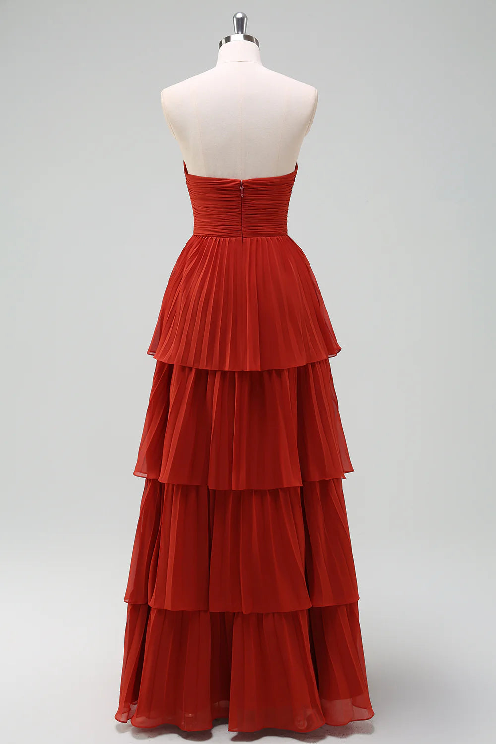 Dusty Sage A Line Sweetheart Tiered Chiffon Floor Length Dress