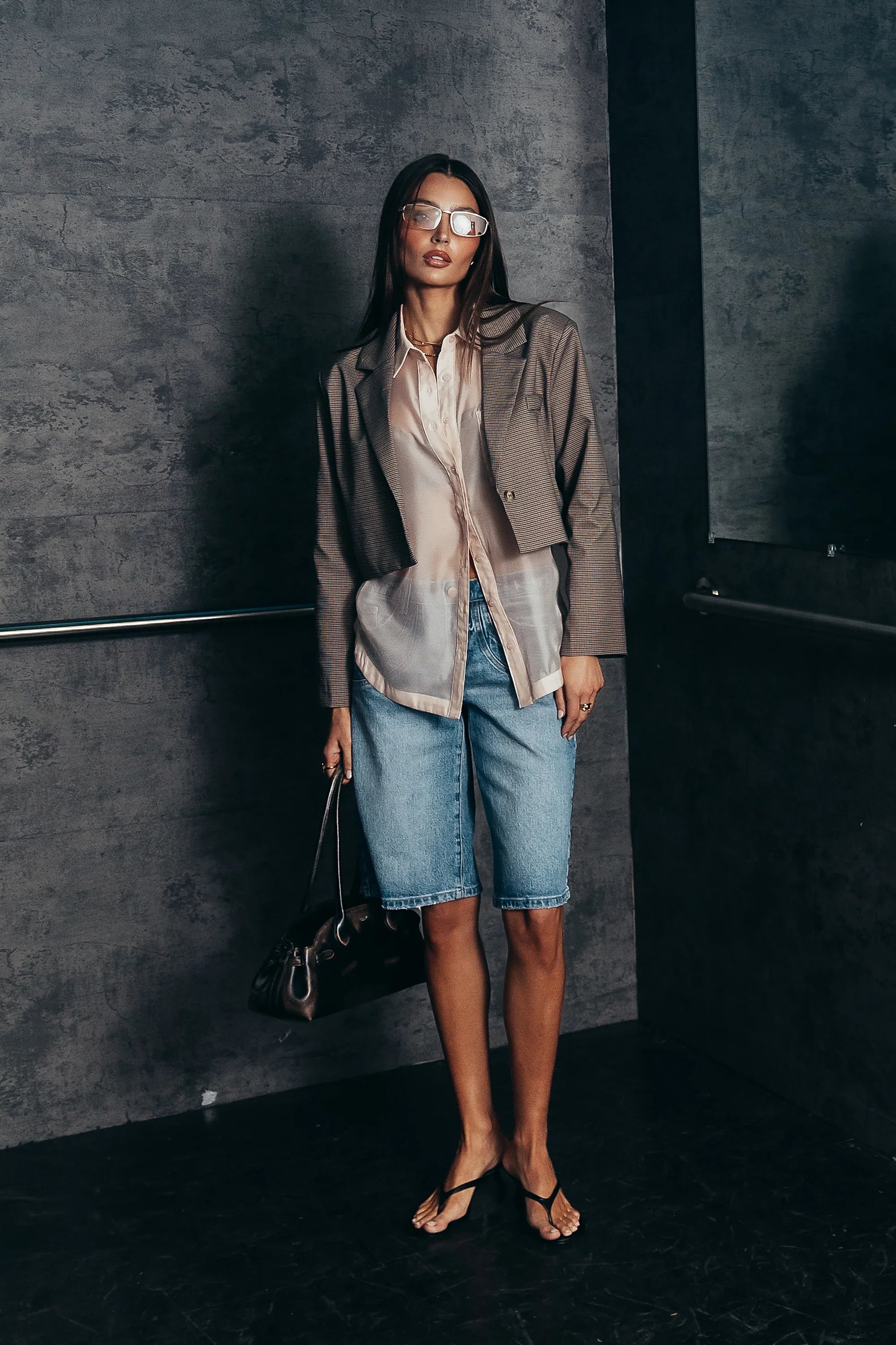 Liberty Sheer Button Up Blouse in Blush FINAL SALE