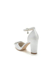 Pointed Toe Ankle Strap Chunky Heel With Rhinestone