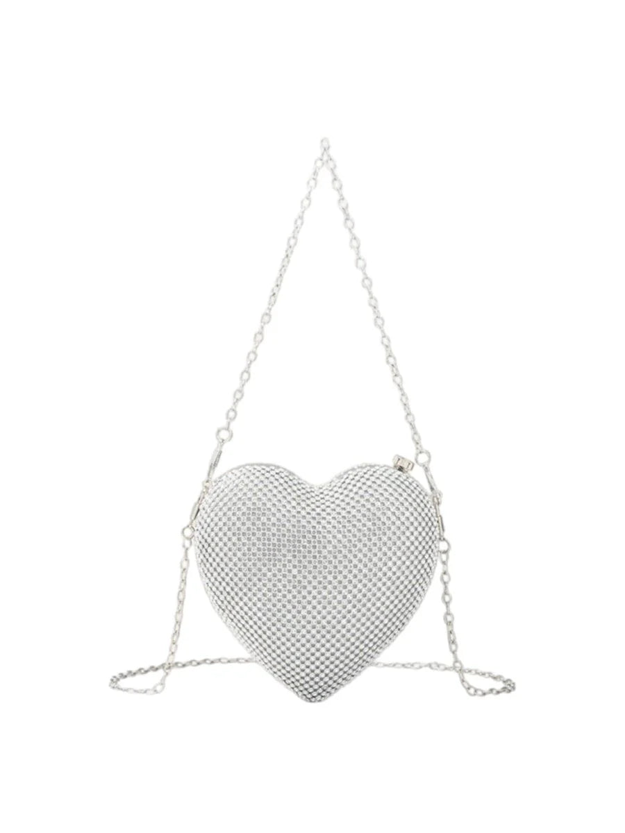 Womens Heart Shape Evening Clutch Bag