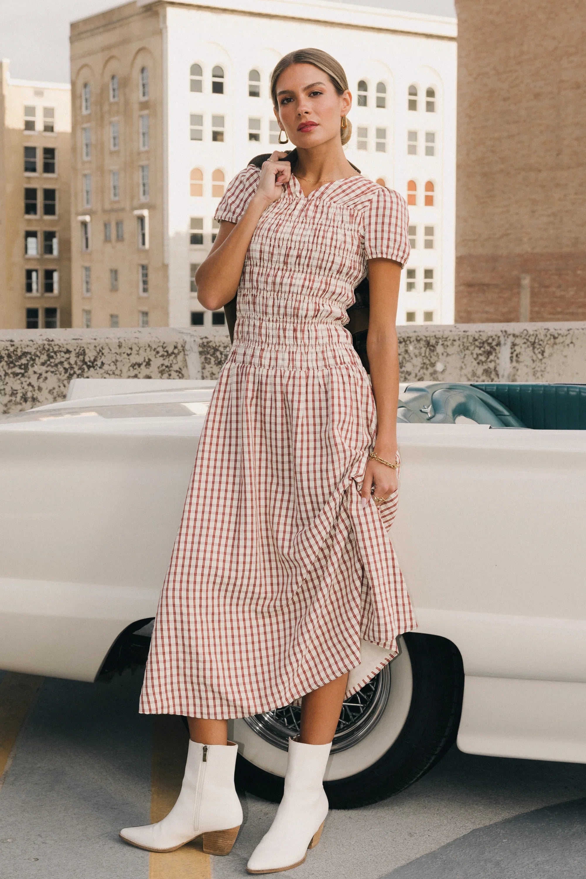 Erin Smocked Maxi Dress in Red FINAL SALE
