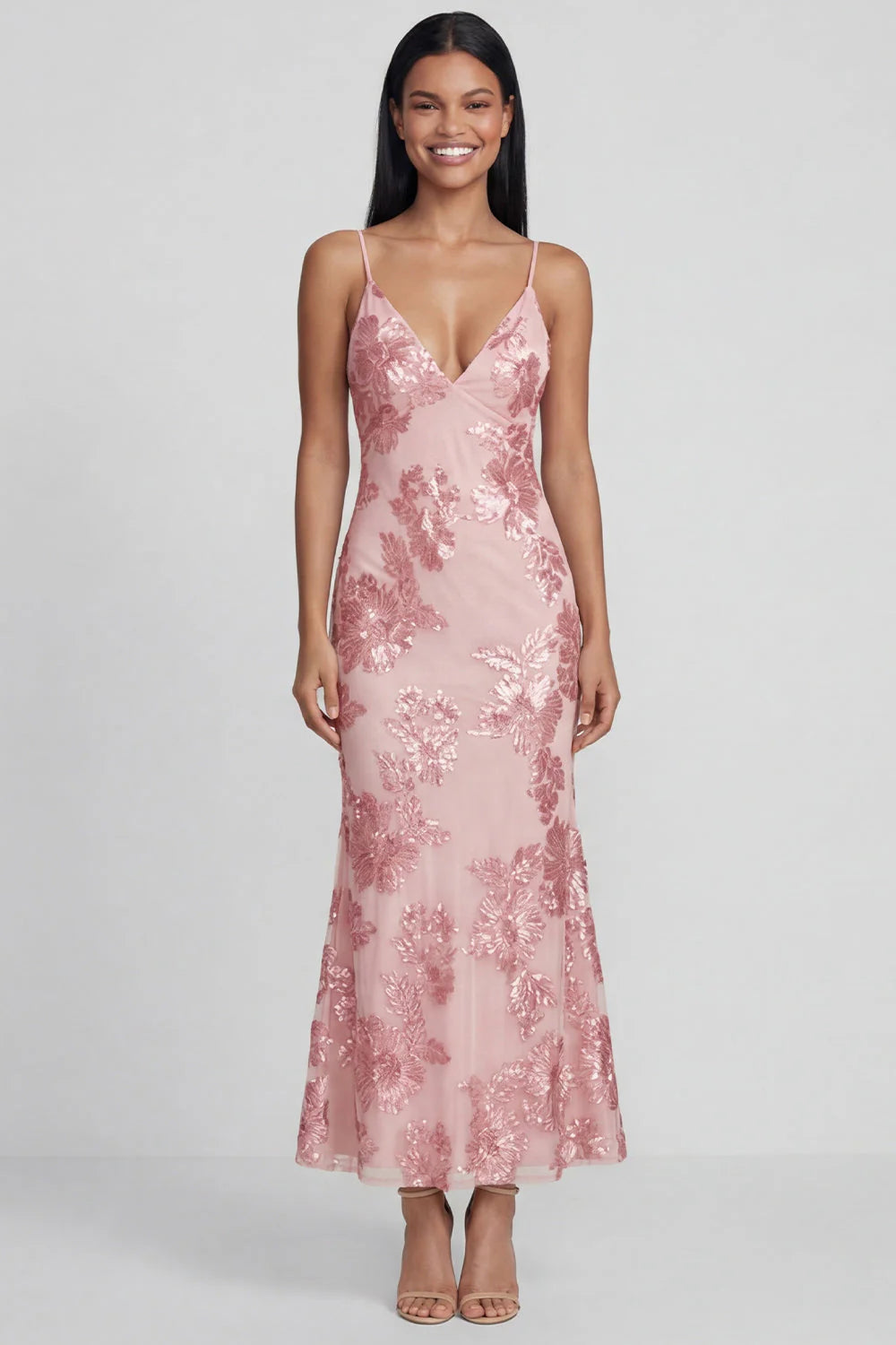 Sage Green Mermaid Floral Wedding Guest Dress with Lace up Back