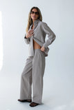 Hailey Striped Baggy Pants in Beige
