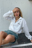 Oceanside Half Zip Sweatshirt in White