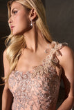 June A line Gown One Shoulder Floral Appliqué Evening Dress