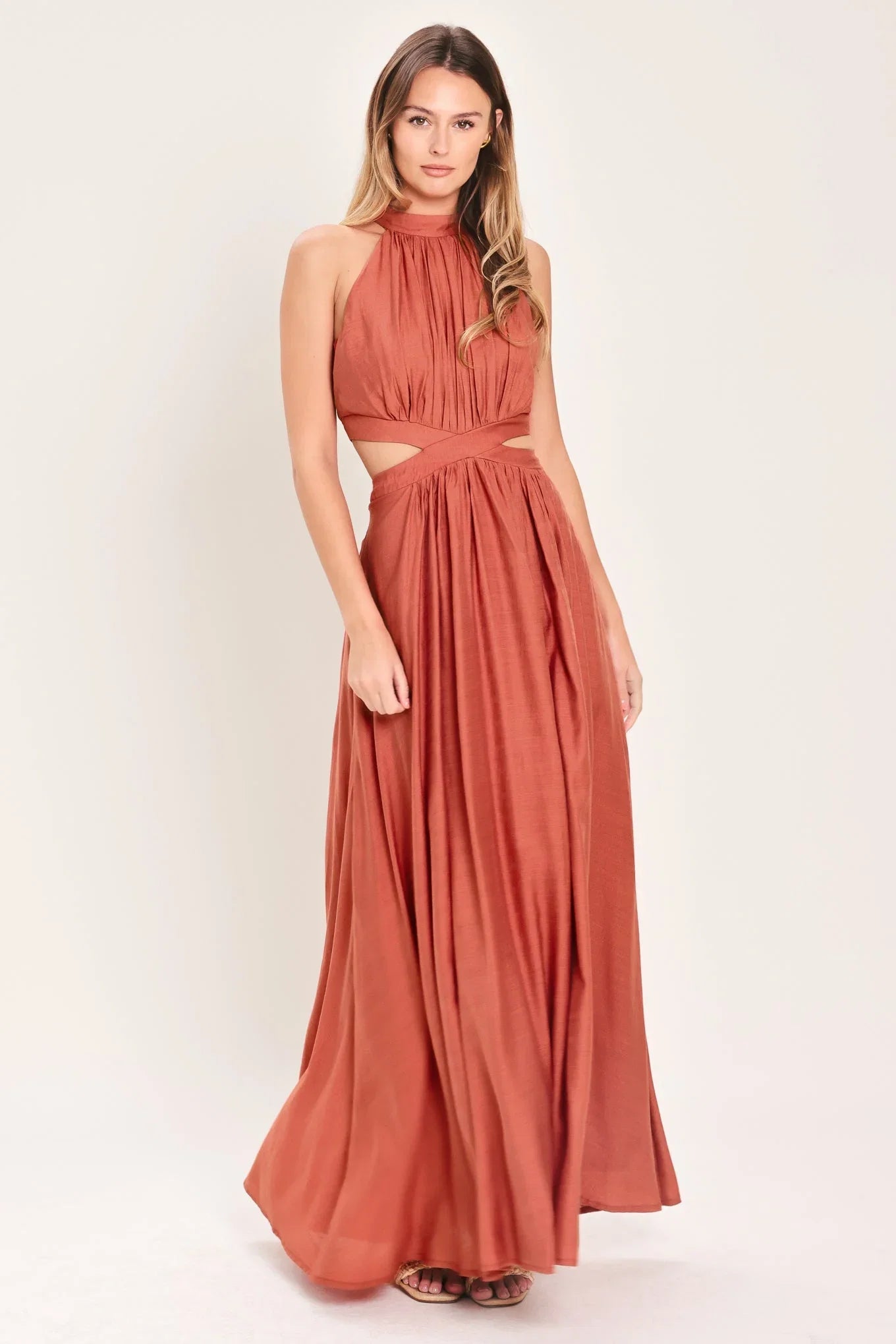 HALTER MAXI DRESS WITH SIDE CUT OUTS