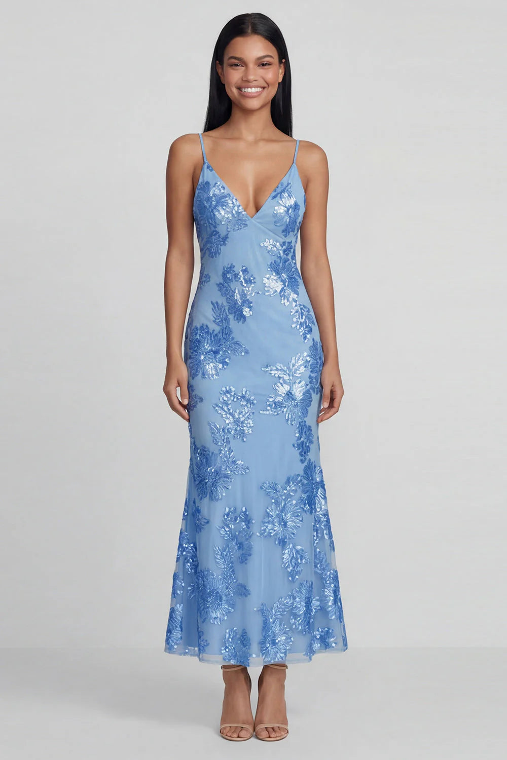 Sage Green Mermaid Floral Wedding Guest Dress with Lace up Back