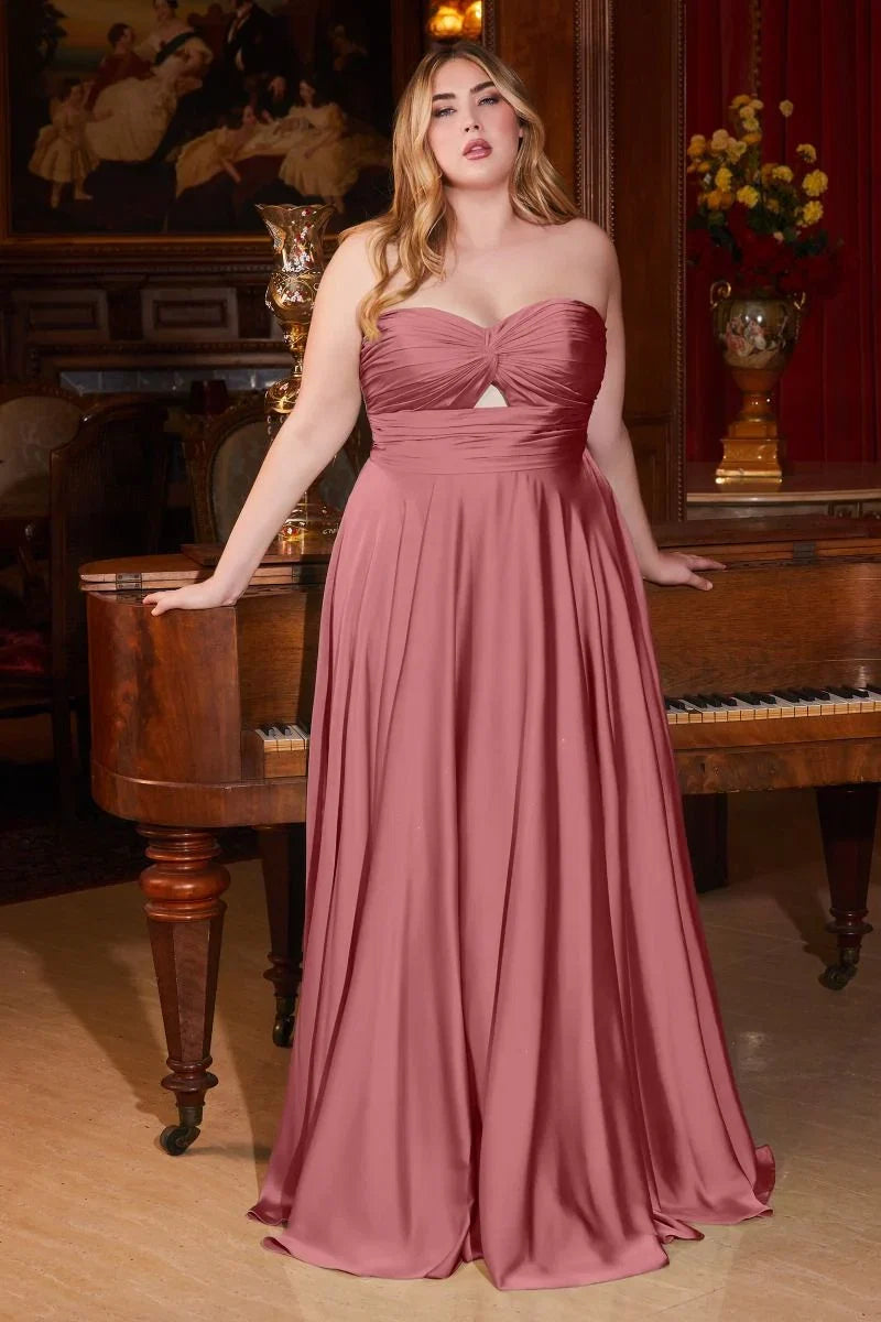 Madigan Gown STRAPLESS A LINE SOFT SATIN KEYHOLE DRESS