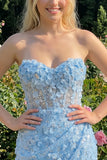 Bodycon Corset Strapless Sequin Light Blue Homecoming Dress