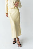 Tory Satin Maxi Skirt in Yellow