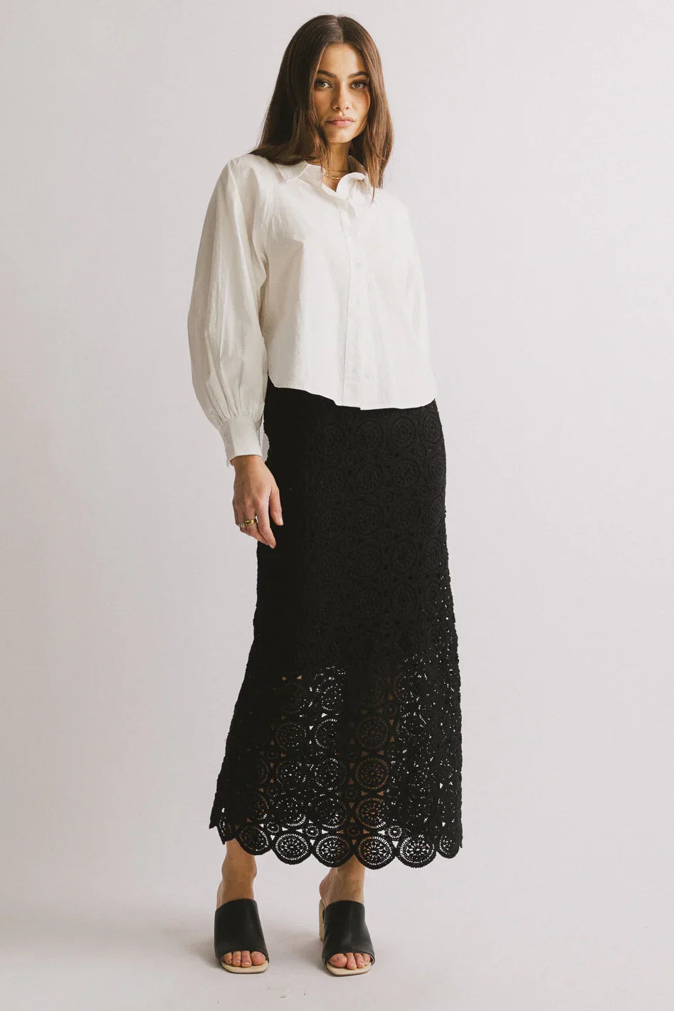 Nanet Crocheted Maxi Skirt in Black FINAL SALE