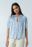 Whitney Button Up Blouse in Light Wash