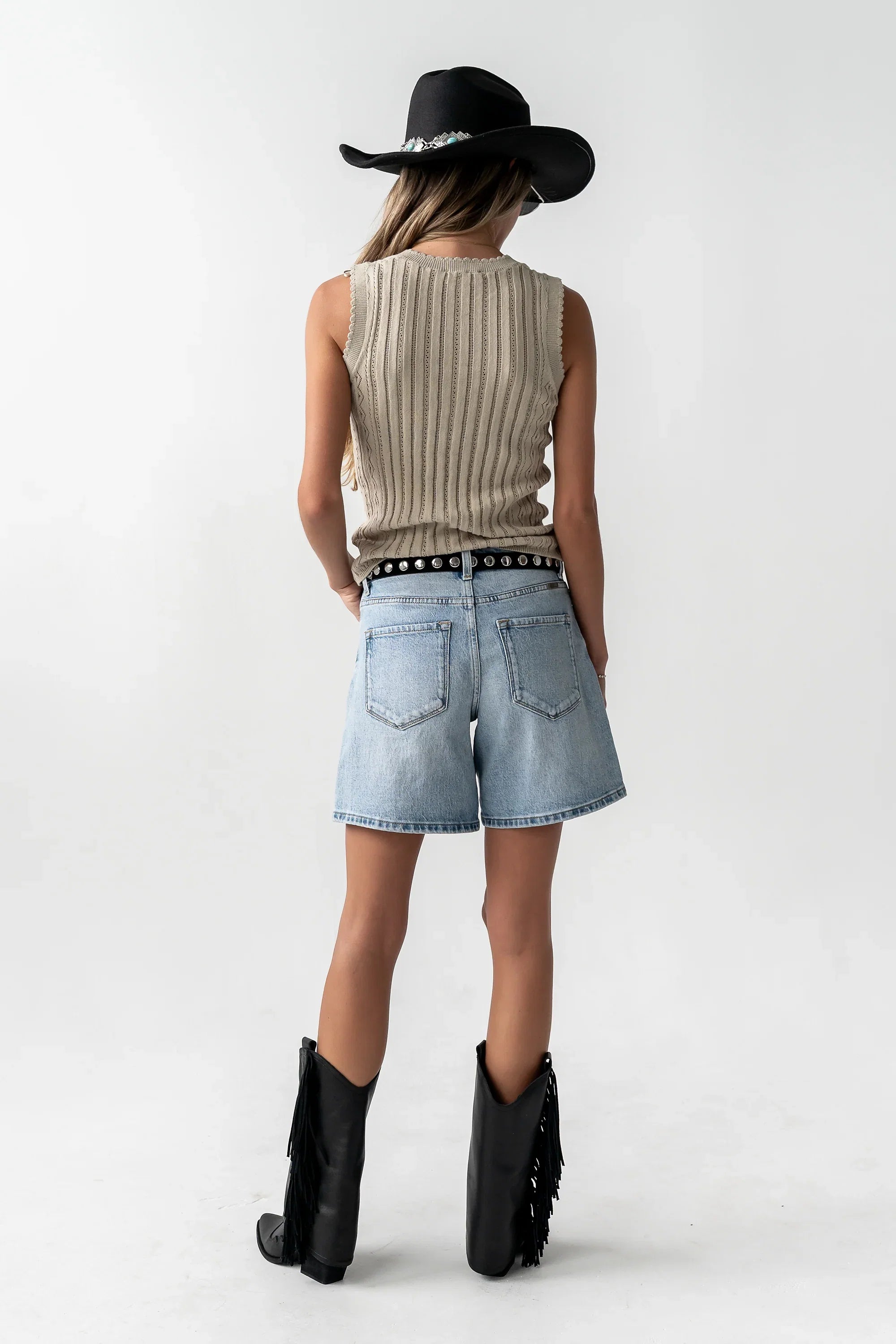 Lina Pointelle Knit Tank in Beige