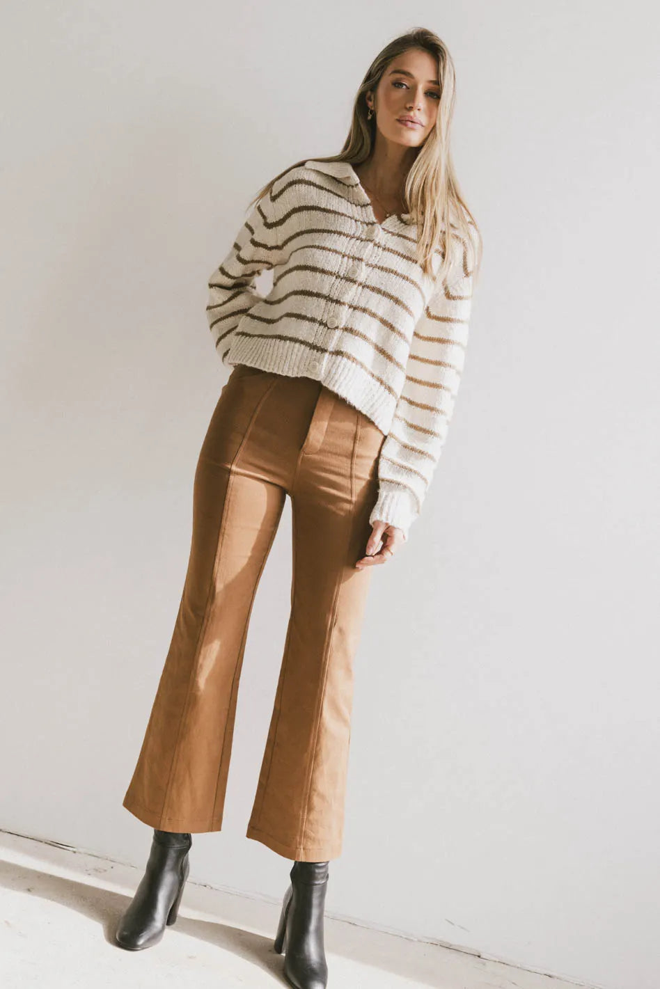Dolly Striped Knit Cardigan in Olive FINAL SALE