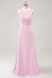 Dark Green A Line Backless Long Bridesmaid Dress with Sleeveless