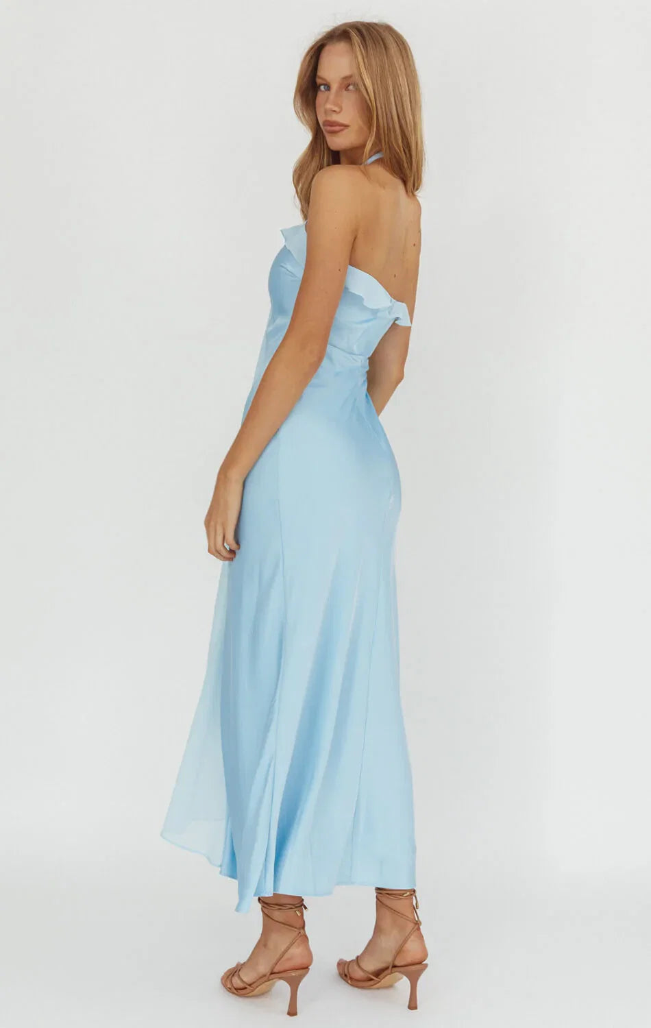 LUMIÈRE HALTER MAXI DRESS BABY BLUE