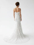 Vintage White Mermaid Lace Wedding Dress with Tassel