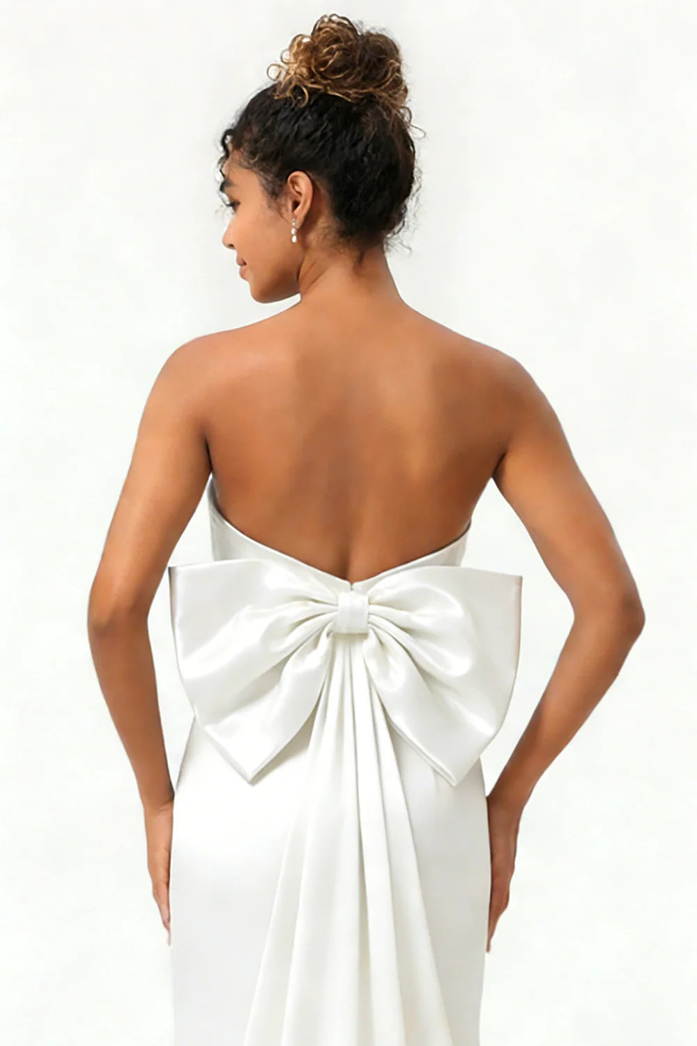 Green Strapless Mermaid Long Bridesmaid Dress with Bow