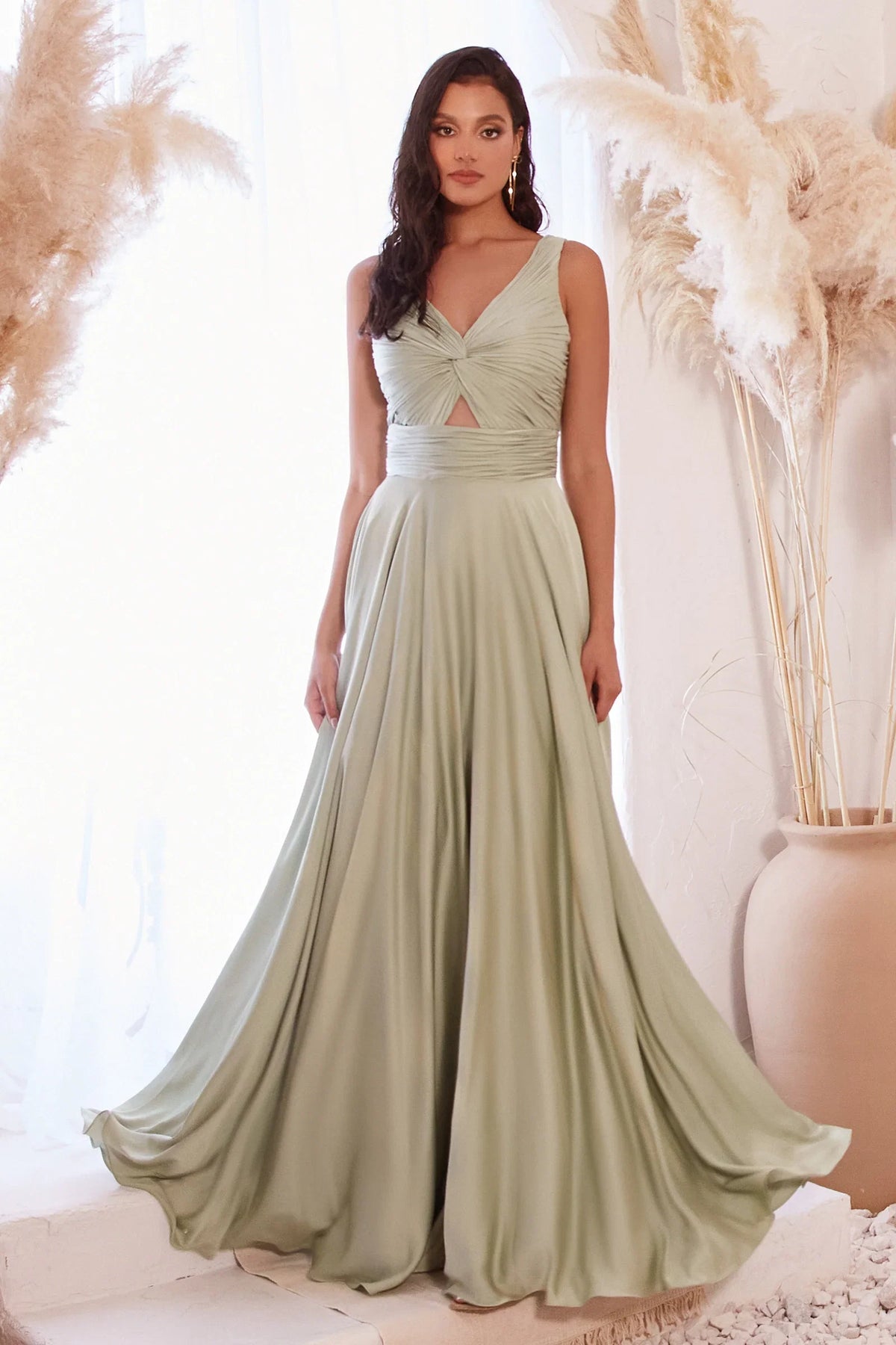 Marlena Gown A Line Keyhole Soft Satin Dress