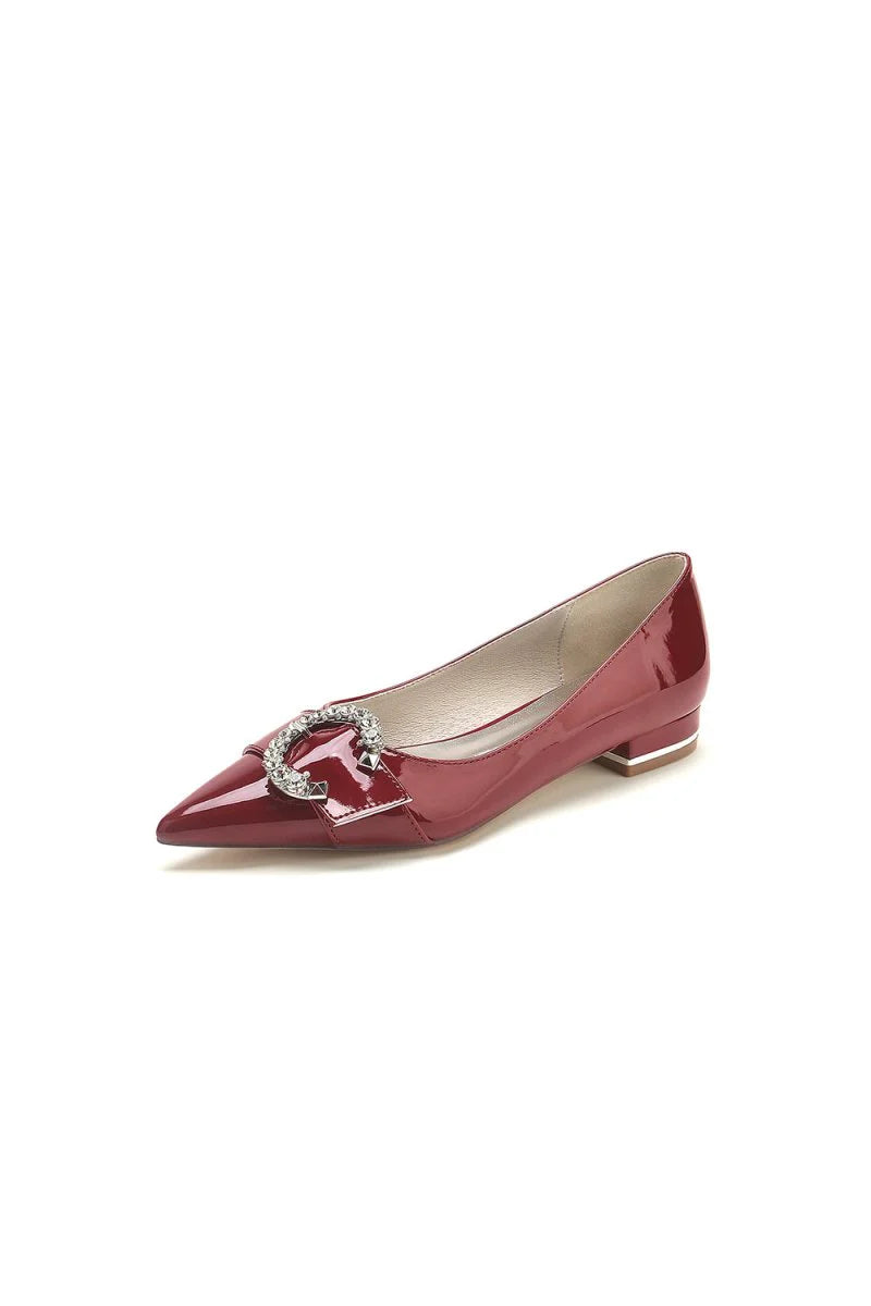 Pointed Toe Flats with Diamond Accented Metal Buckle U18447 2