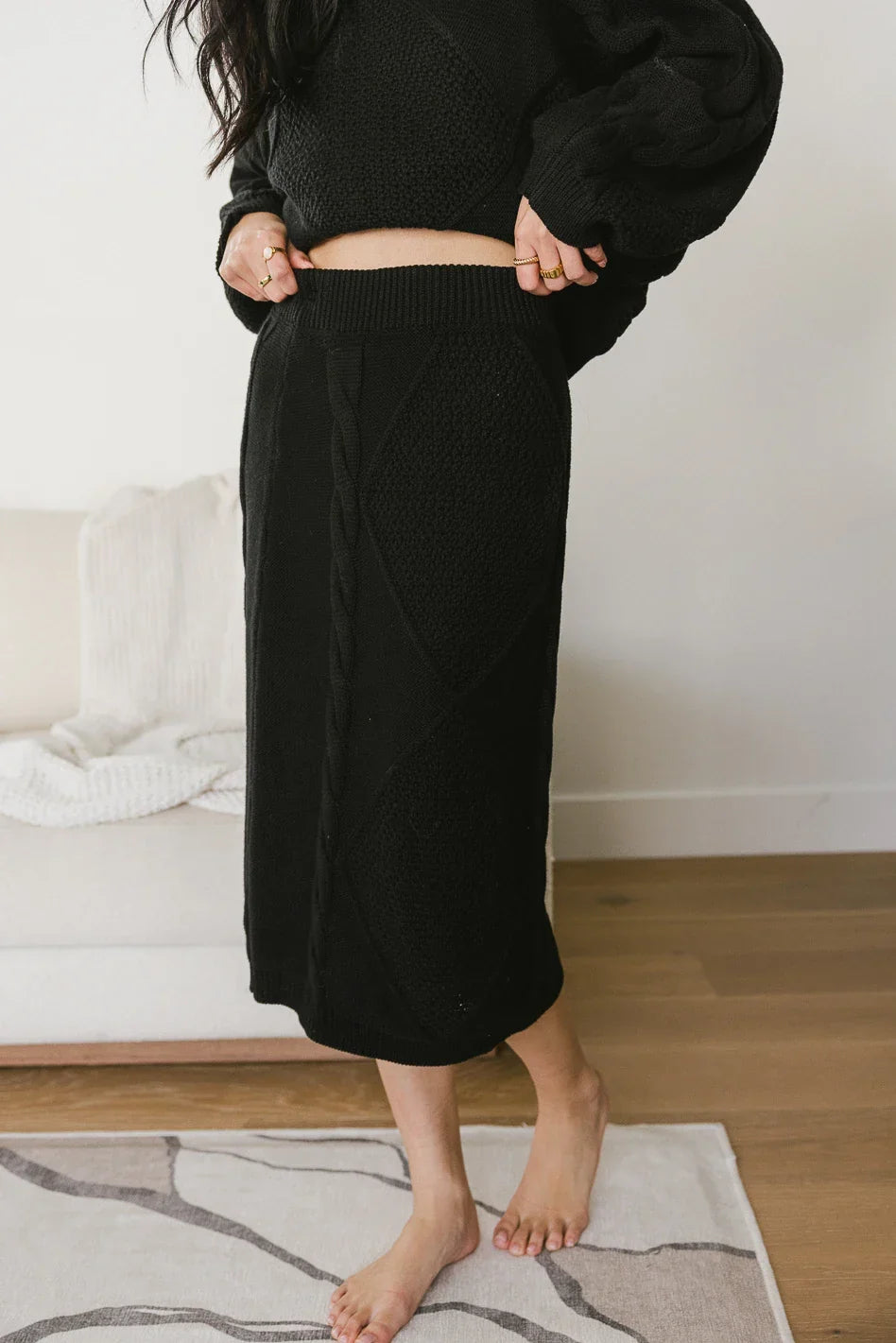 Lilly Cable Knit Skirt in Black FINAL SALE