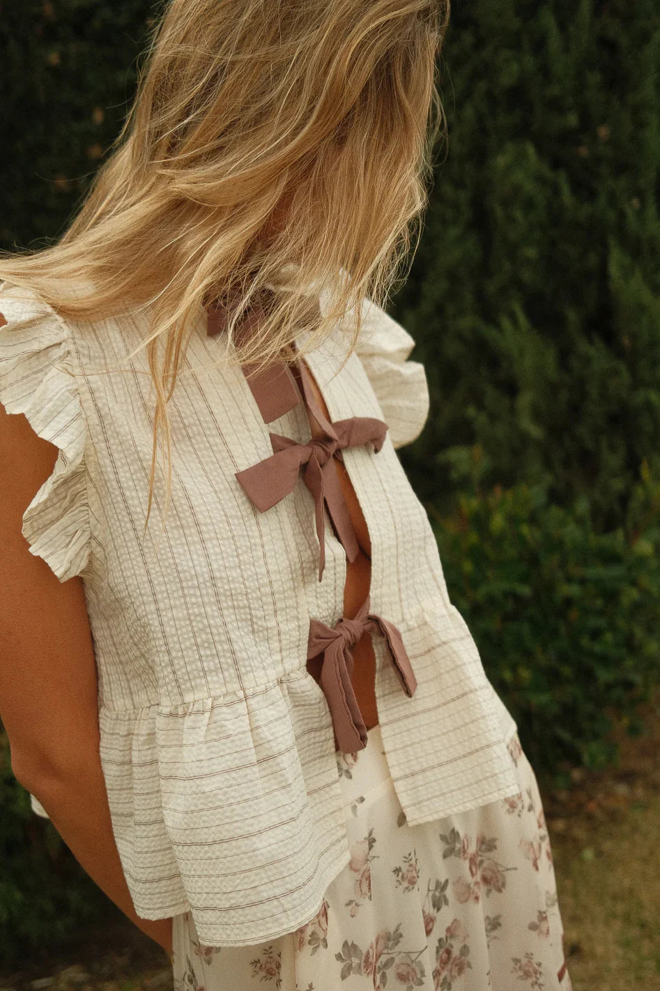 Kadie Tie Front Blouse in Mocha FINAL SALE