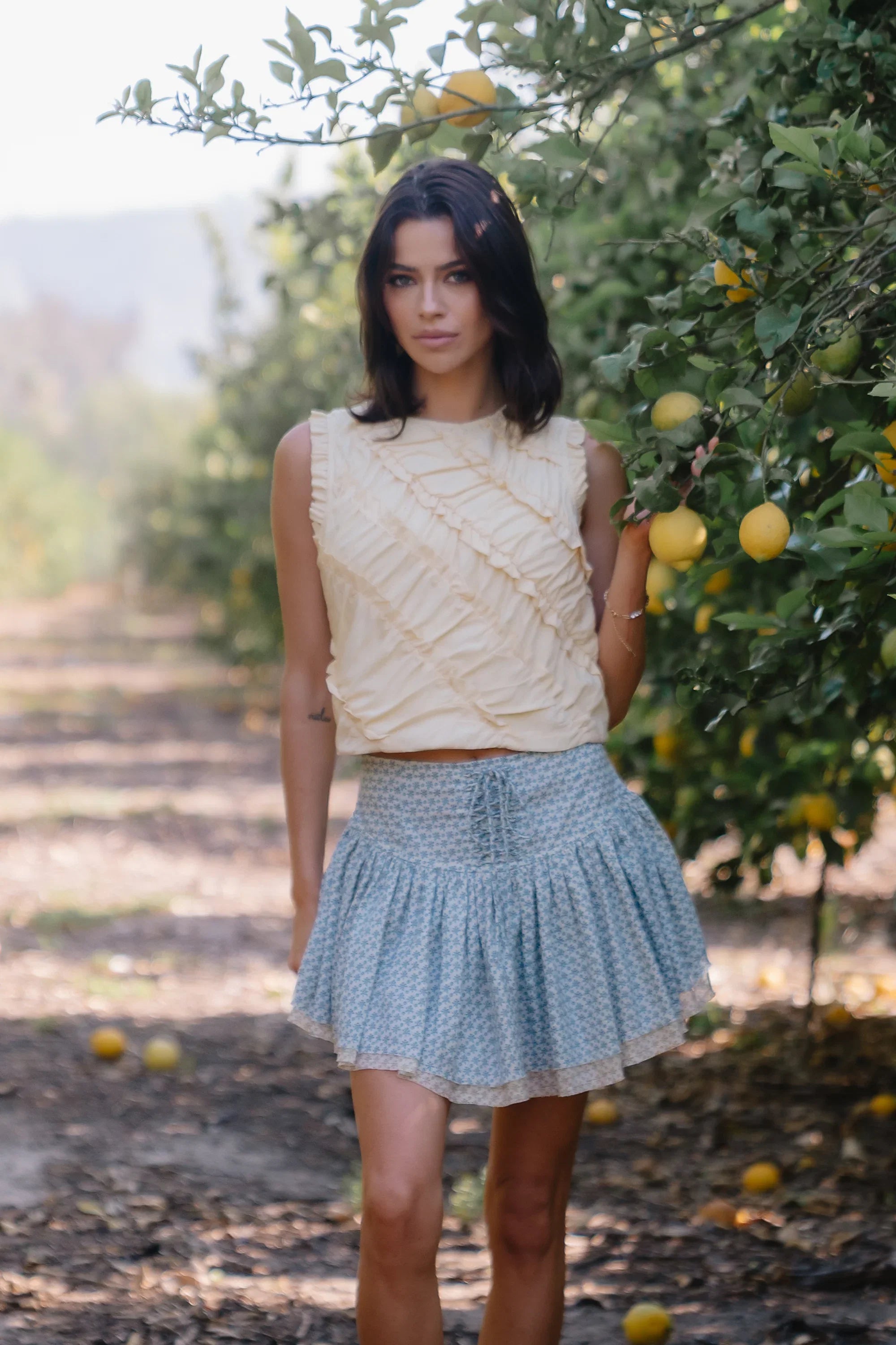Mellie Ruffle Top in Butter Yellow