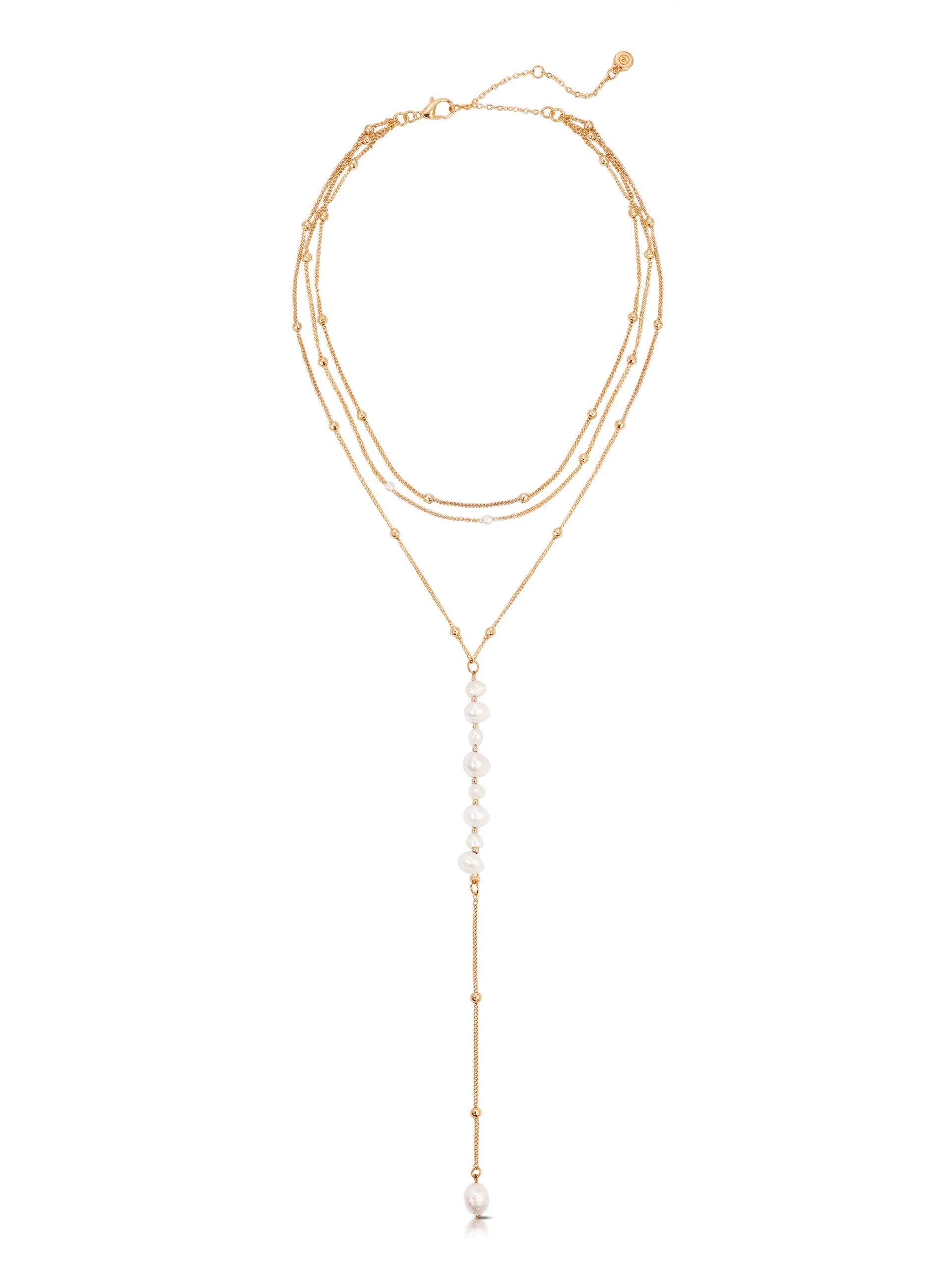 Coastal Pearl Lariat Necklace
