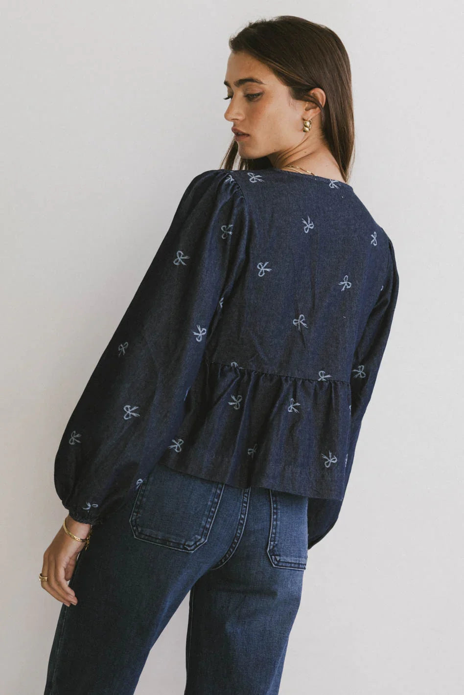 Maggie Peplum Tie Blouse With Bow Detail FINAL SALE