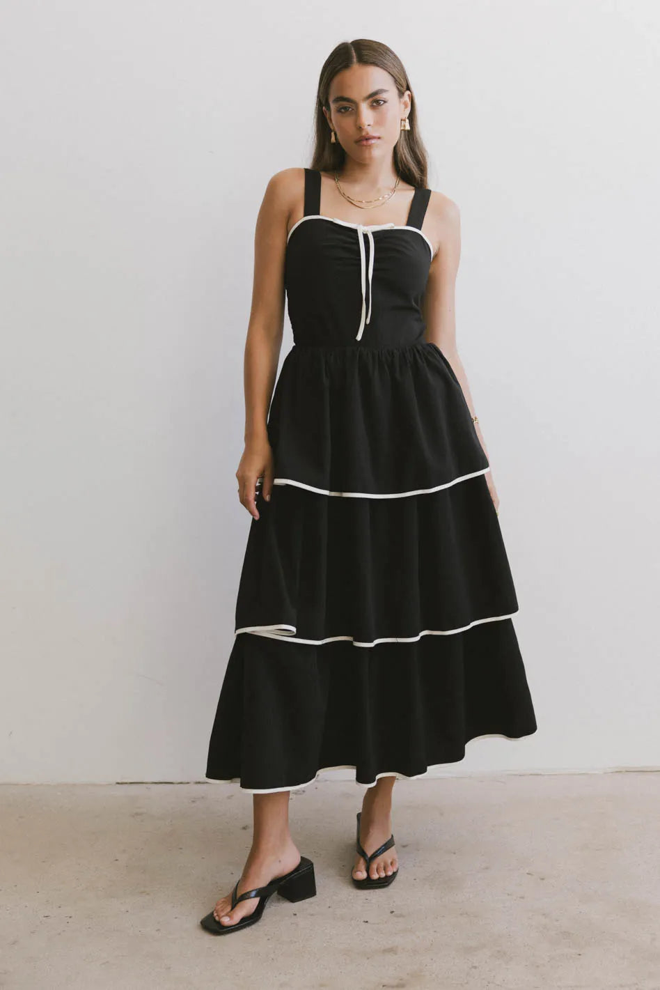Liza Contrast Trim Dress in Black FINAL SALE