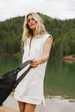 Emory Quarter Zip Dress in Ivory FINAL SALE