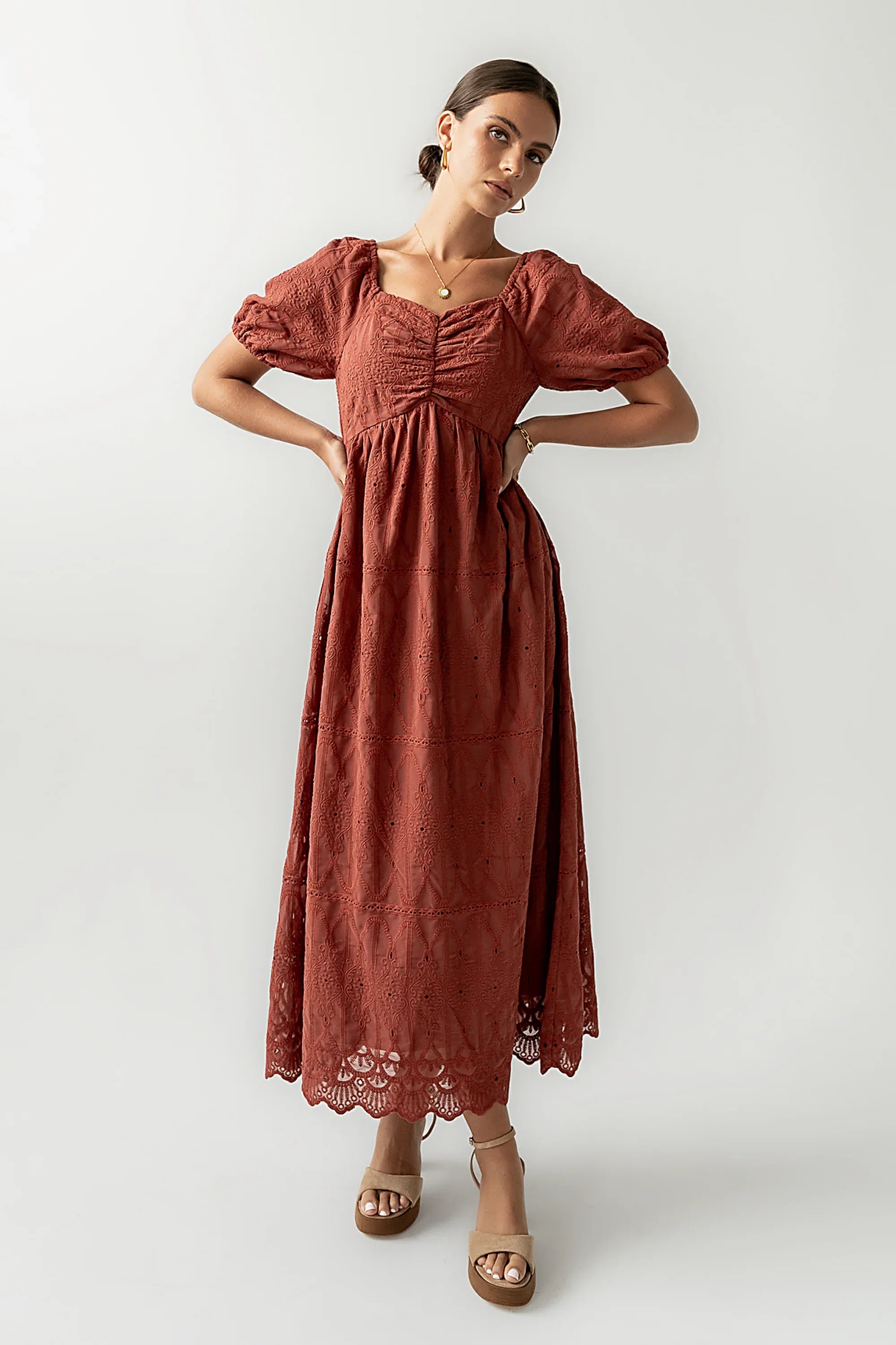 Luca Embroidered Maxi Dress in Dark Berry FINAL SALE