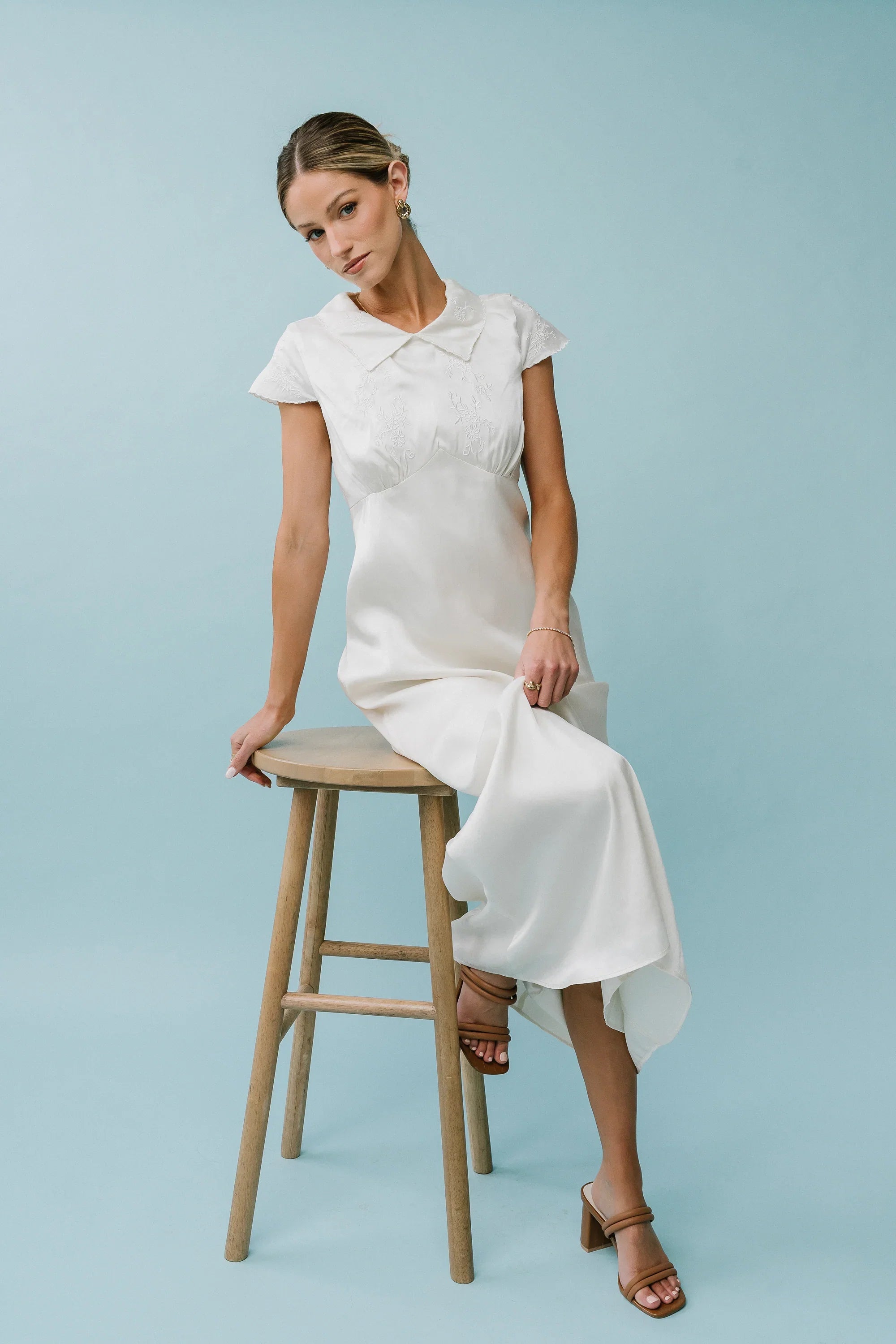 Tammy Embroidered Maxi Dress in Ivory