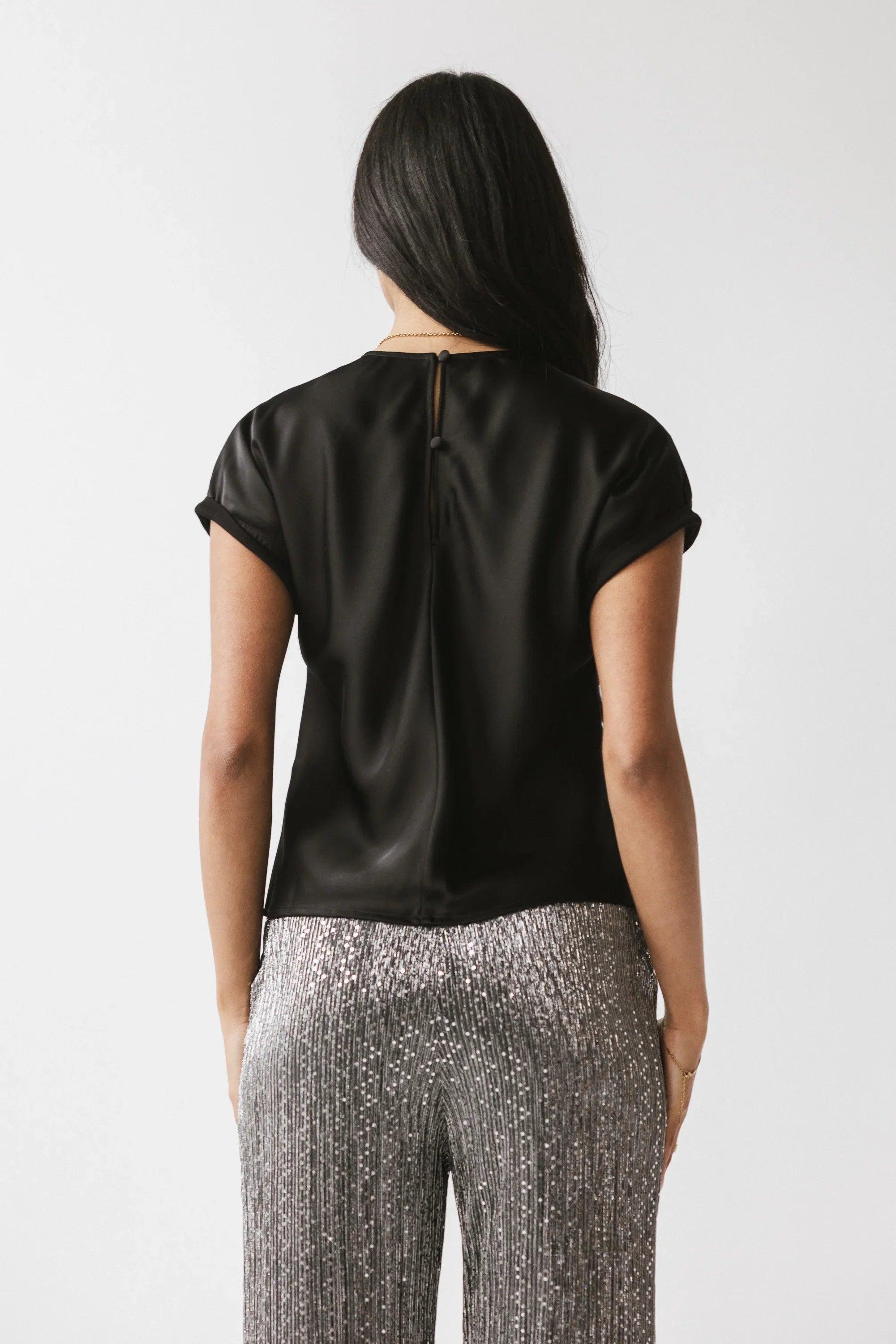 Marvin Satin Blouse in Black
