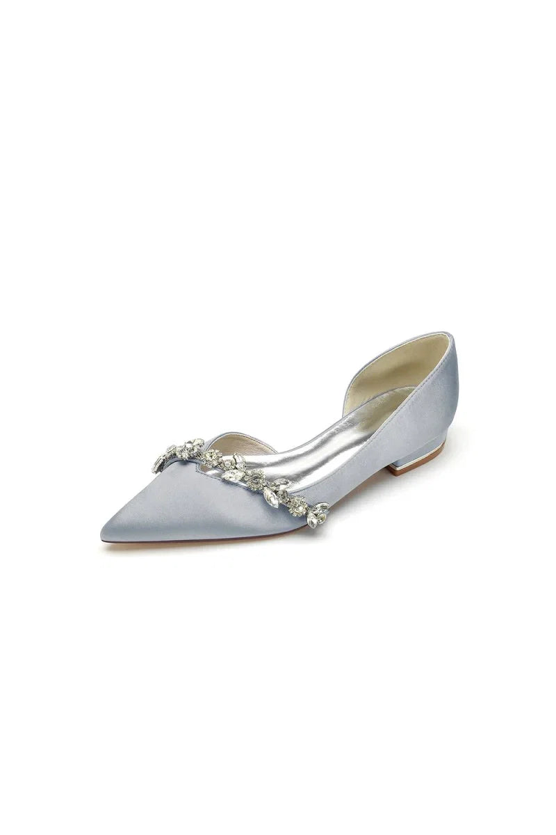 Chic Rhinestone Pointed Toe Kitten Heels