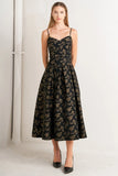 GARDEN OPERA BLACK BROWN MIDI DRESS