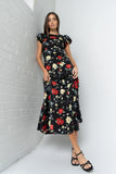 Jenna Floral Maxi Dress in Black