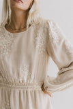 Andee Embroidered Midi Dress in Champagne FINAL SALE