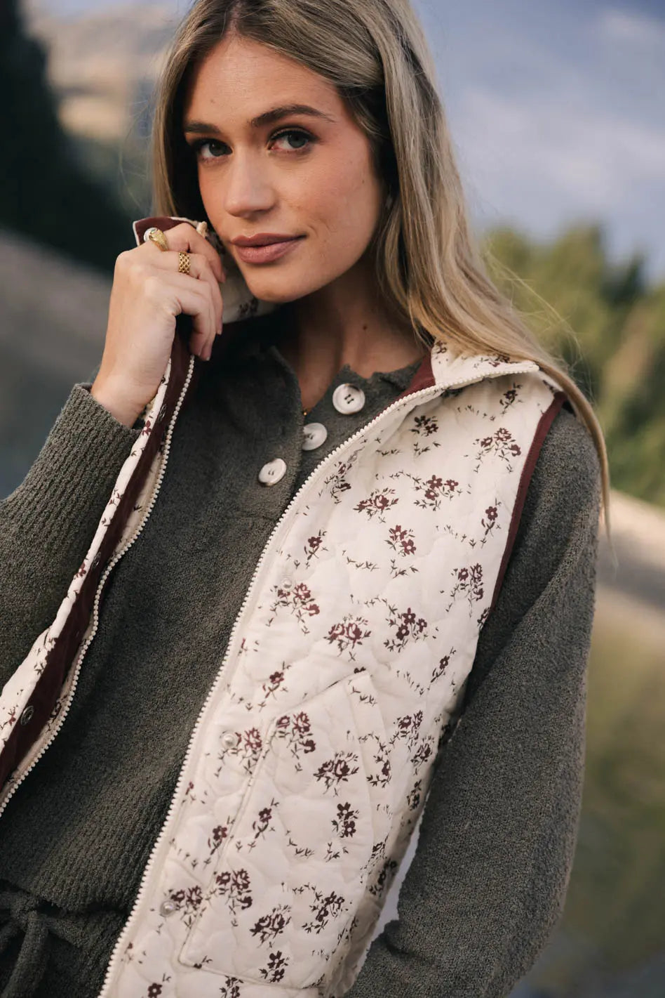 Fletcher Quilted Floral Vest FINAL SALE