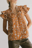 Rikki Printed Blouse in Camel FINAL SALE